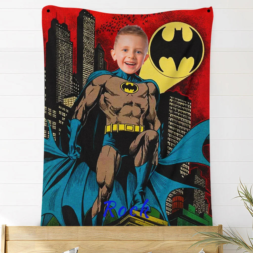Custom Photo Blankets Personalized Photo Fleece Blanket Painting Style Blanket-Batman 04