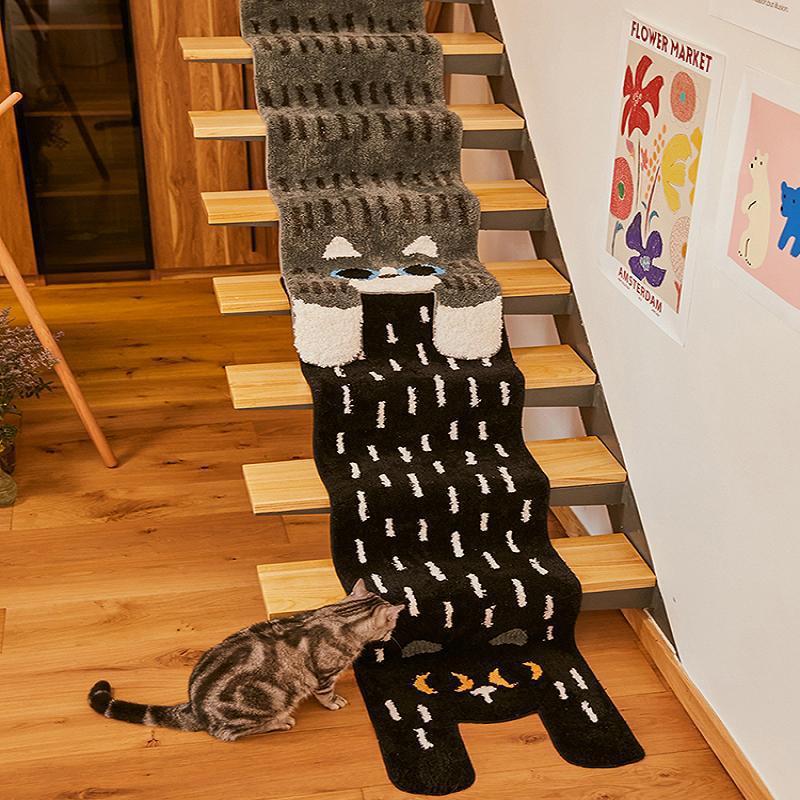 Cute Long Cat Stairs Bedroom Carpet For Living Room Bedroom Bedside Carpet Children's Room Cartoon Floor Mats