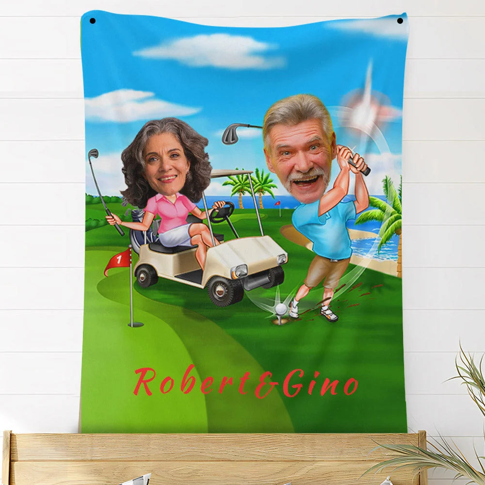 Custom Photo Blankets Personalized Photo Fleece Blanket Painting Style Blanket-For Couple 04