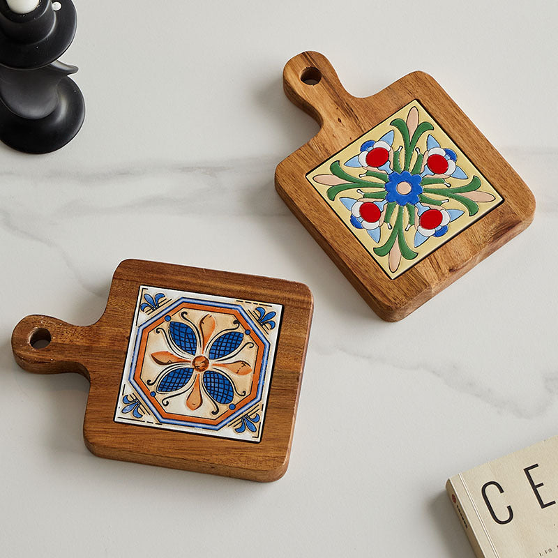Creative Floral Pattern Wooden Kitchen Placemats