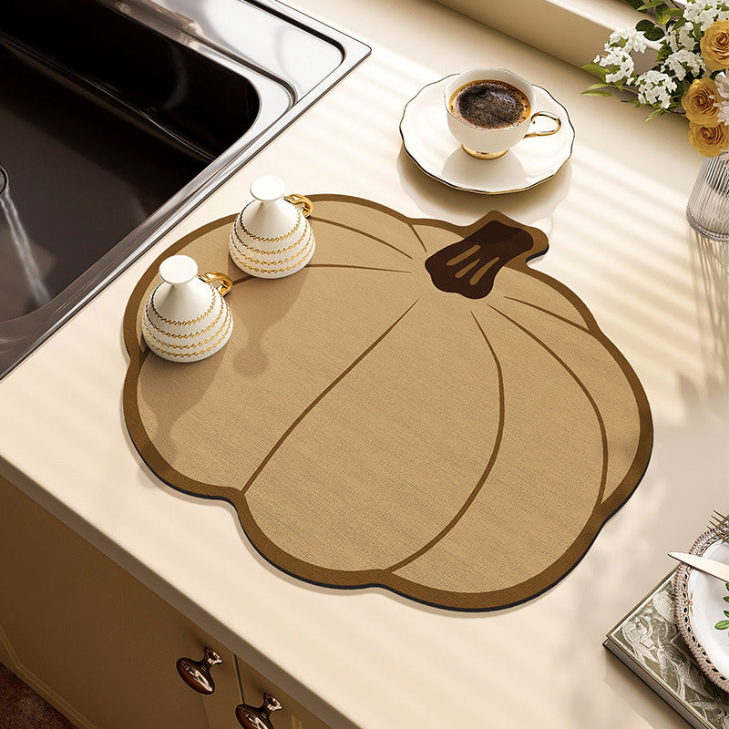 Pumpkin Techno Fabric Water Control Mats Sink Cup Draining Mat Restaurant Kitchen Countertop Absorbent Mats