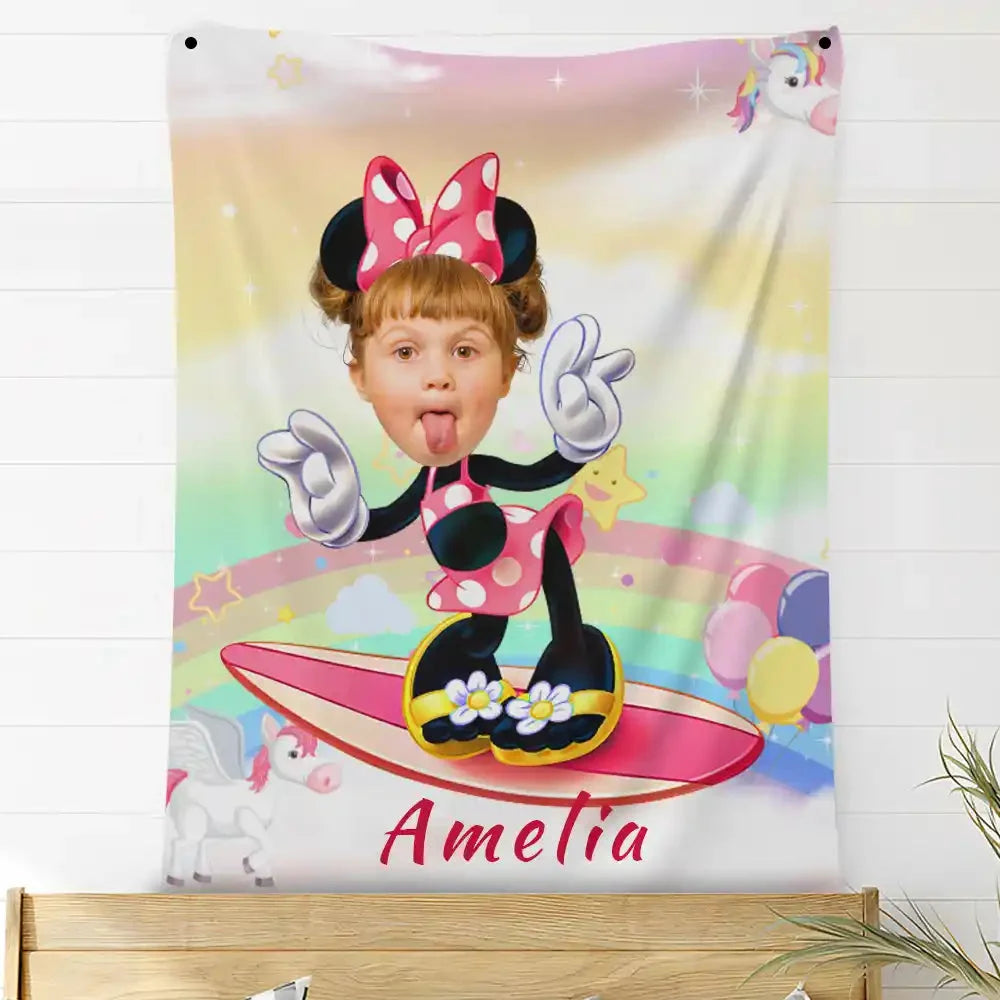 Custom Photo Blankets Personalized Photo Fleece Blanket Painting Style Blanket-Disney 24