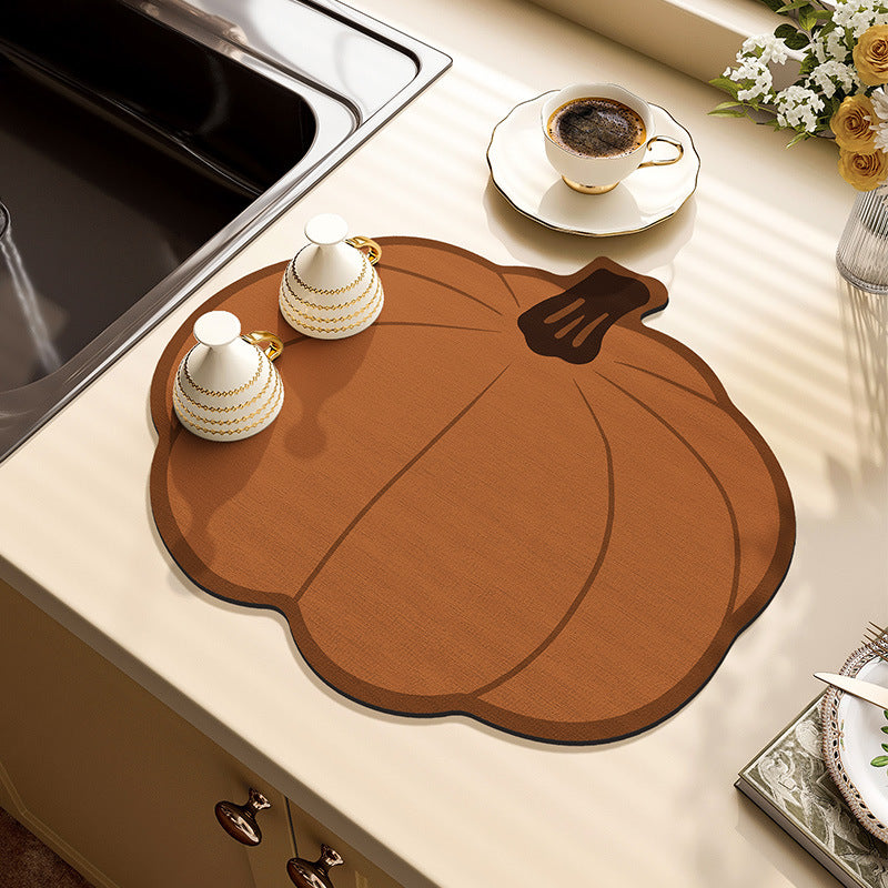 Pumpkin Techno Fabric Water Control Mats Sink Cup Draining Mat Restaurant Kitchen Countertop Absorbent Mats