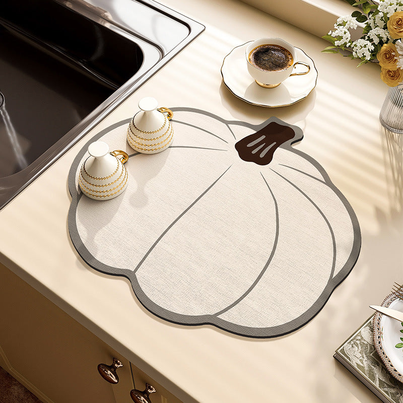 Pumpkin Techno Fabric Water Control Mats Sink Cup Draining Mat Restaurant Kitchen Countertop Absorbent Mats