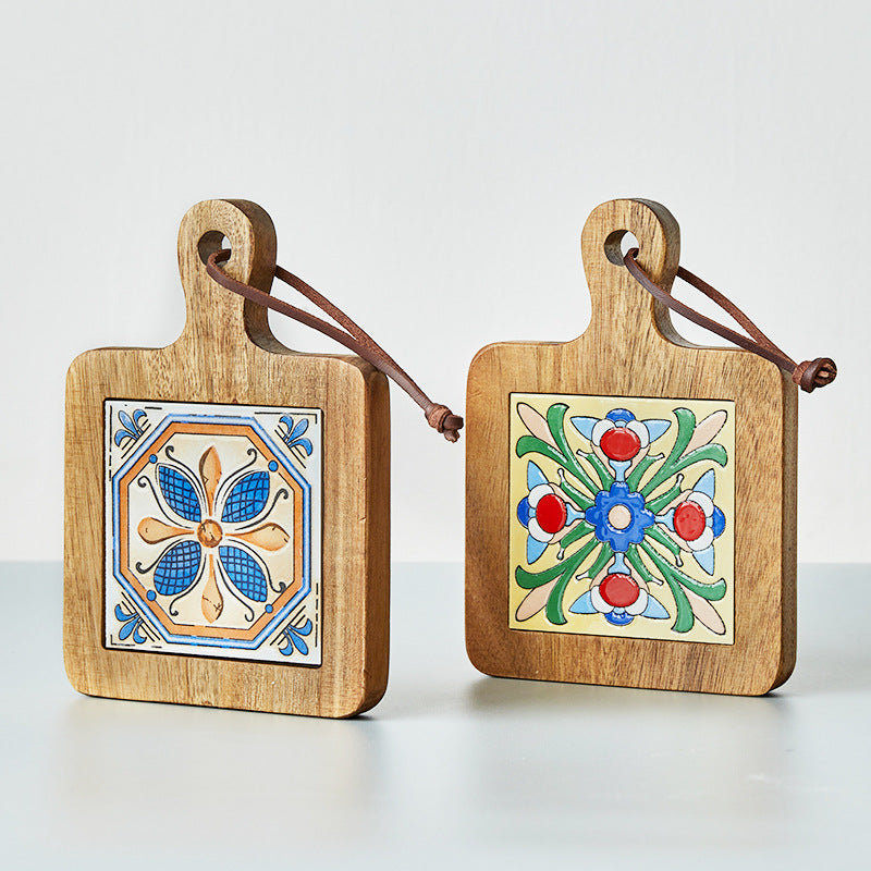 Creative Floral Pattern Wooden Kitchen Placemats