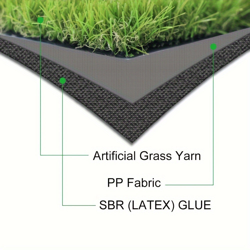 Realistic Artificial Grass Turf Rug - Thick, Durable Synthetic Mat with Drain Holes for Patio, Balcony, Landscape, and Backyard