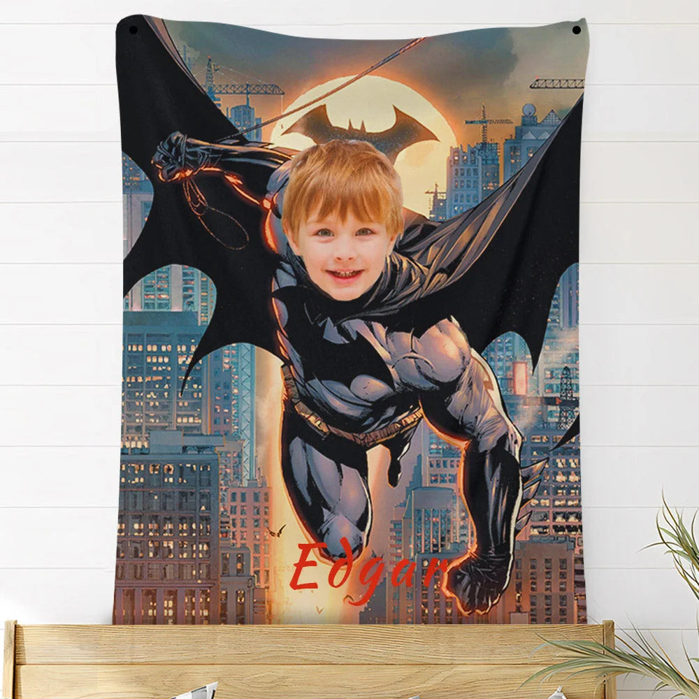 Custom Photo Blankets Personalized Photo Fleece Blanket Painting Style Blanket-Batman 03