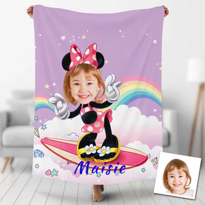 Custom Photo Blankets Personalized Photo Fleece Blanket Painting Style Blanket-Disney 23