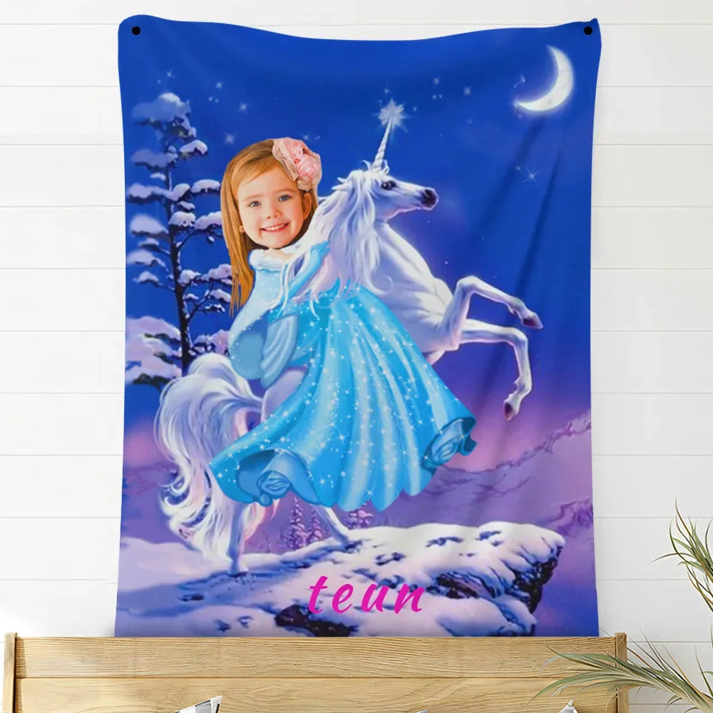 Custom Photo Blankets Personalized Photo Fleece Blanket Painting Style Blanket-Princess18