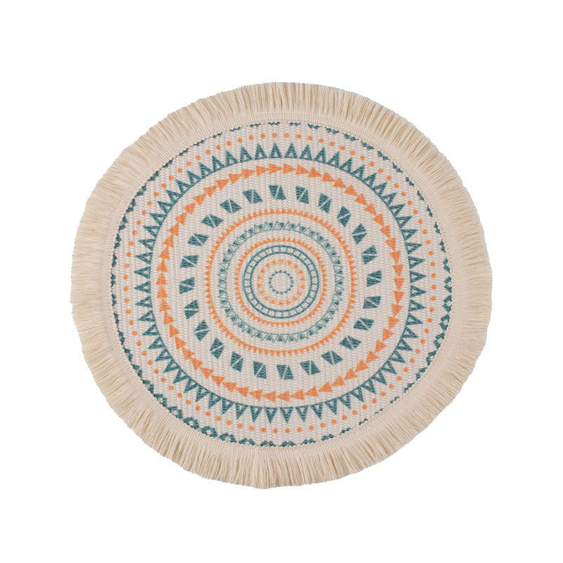 Colorful Bohemian Round Cotton Woven Placemat