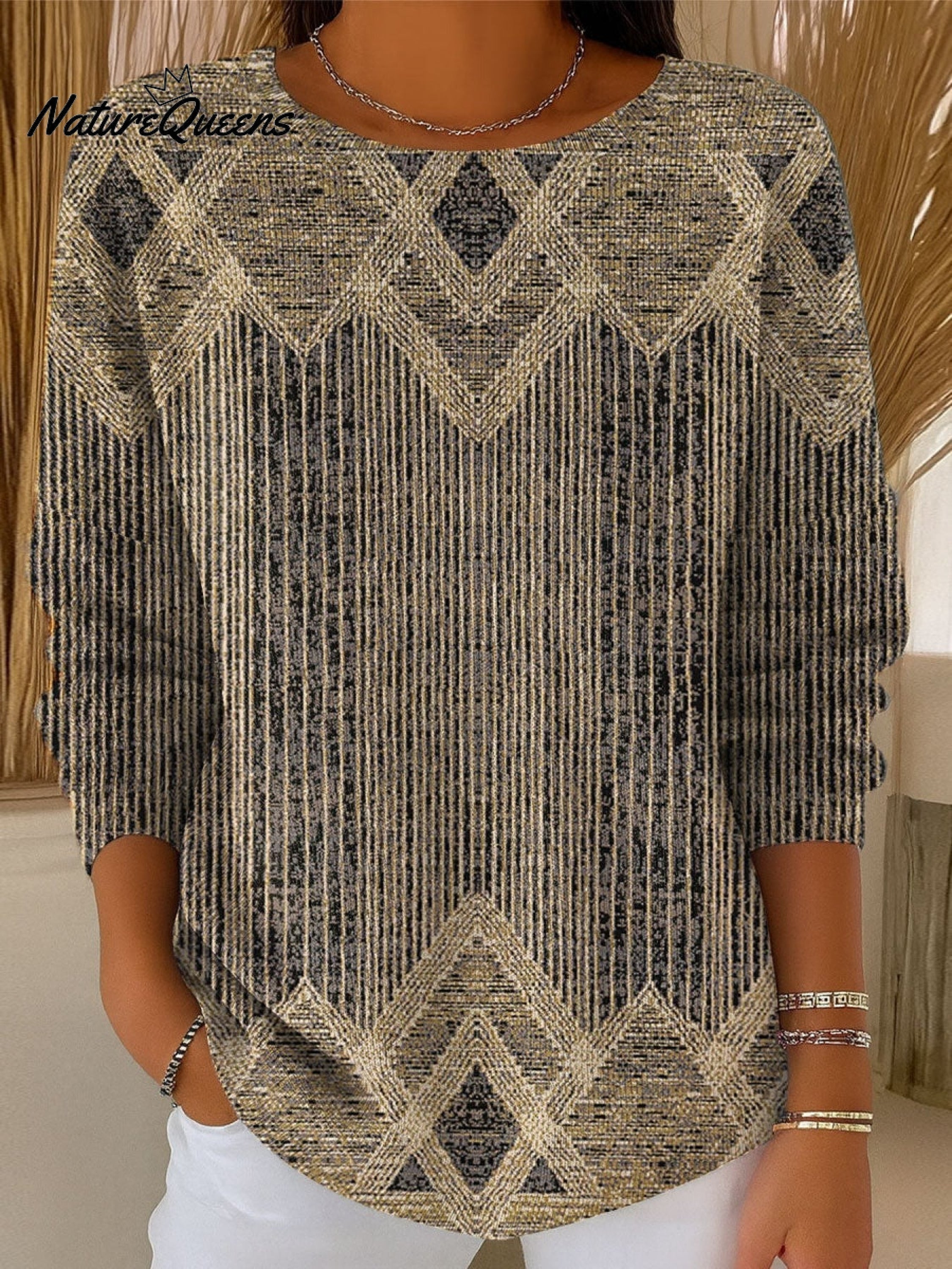 Vintage Abstract Geometric Art Print Buttoned Cardigan Sweater
