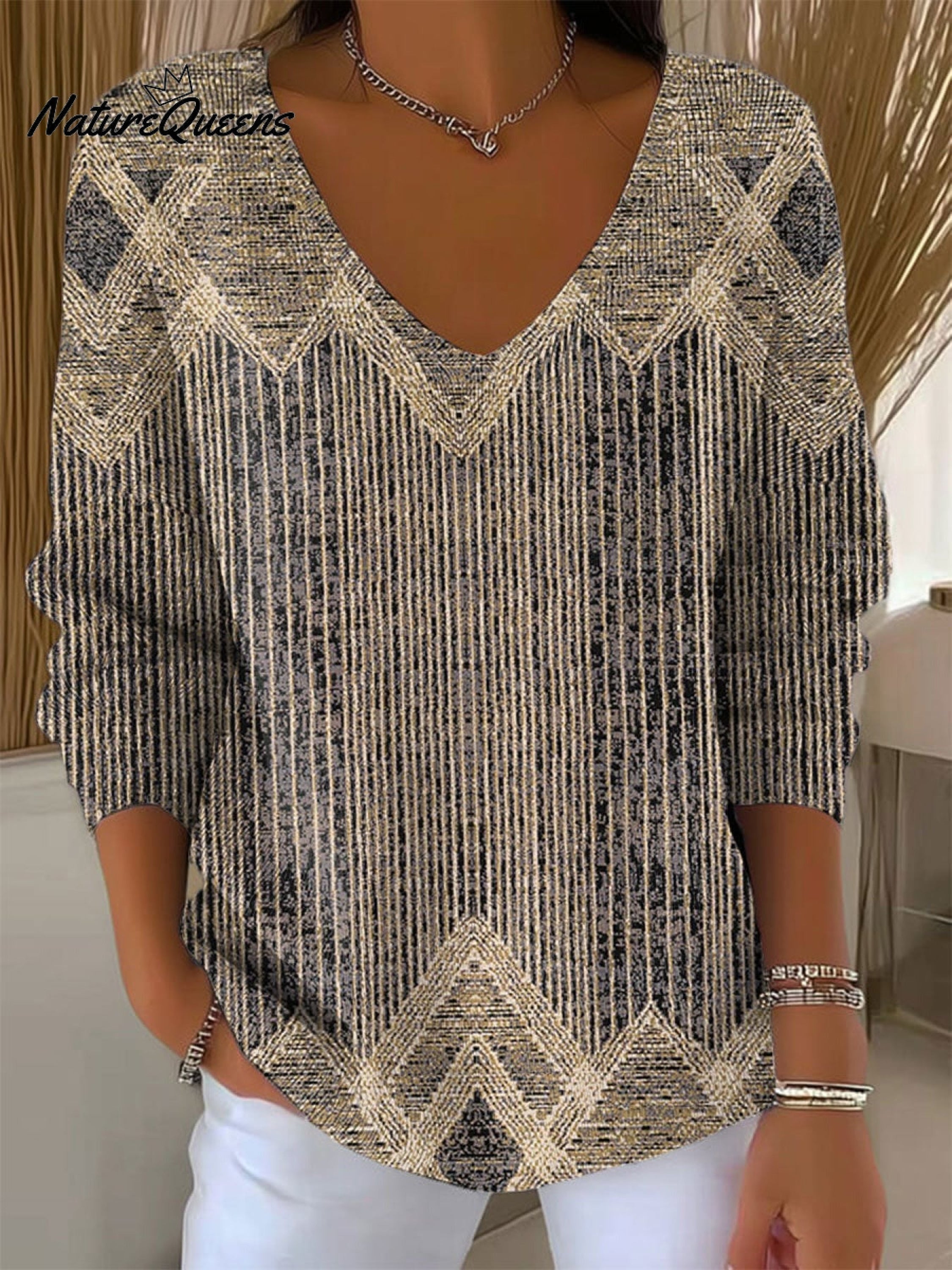 Vintage Abstract Geometric Art Print Buttoned Cardigan Sweater