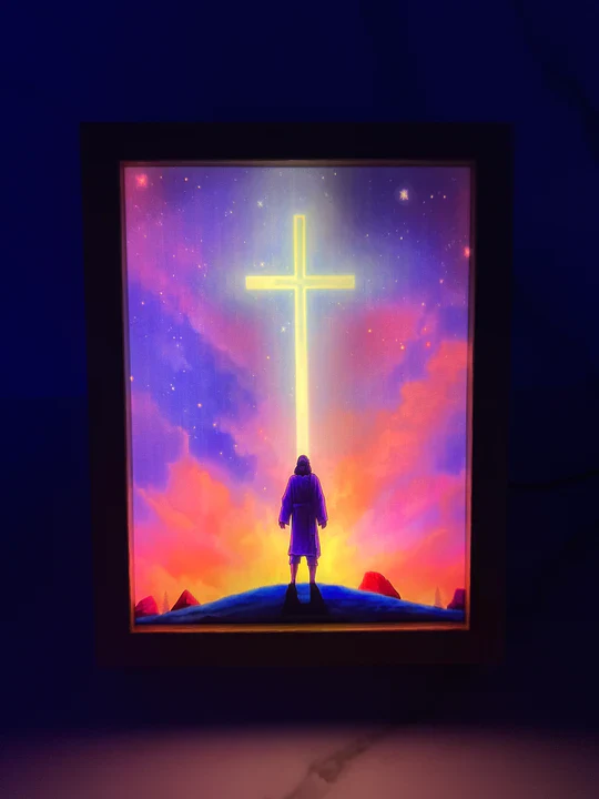 Jesus on the Glorious Hill-Creative Miracle Lamp - 4D LED Painting.Perfect Gift for Every occasion