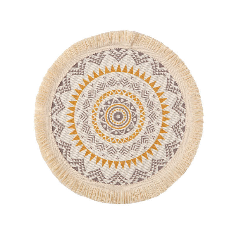 Colorful Bohemian Round Cotton Woven Placemat