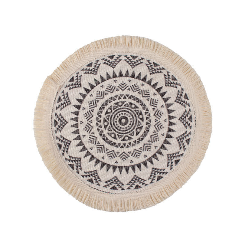 Colorful Bohemian Round Cotton Woven Placemat