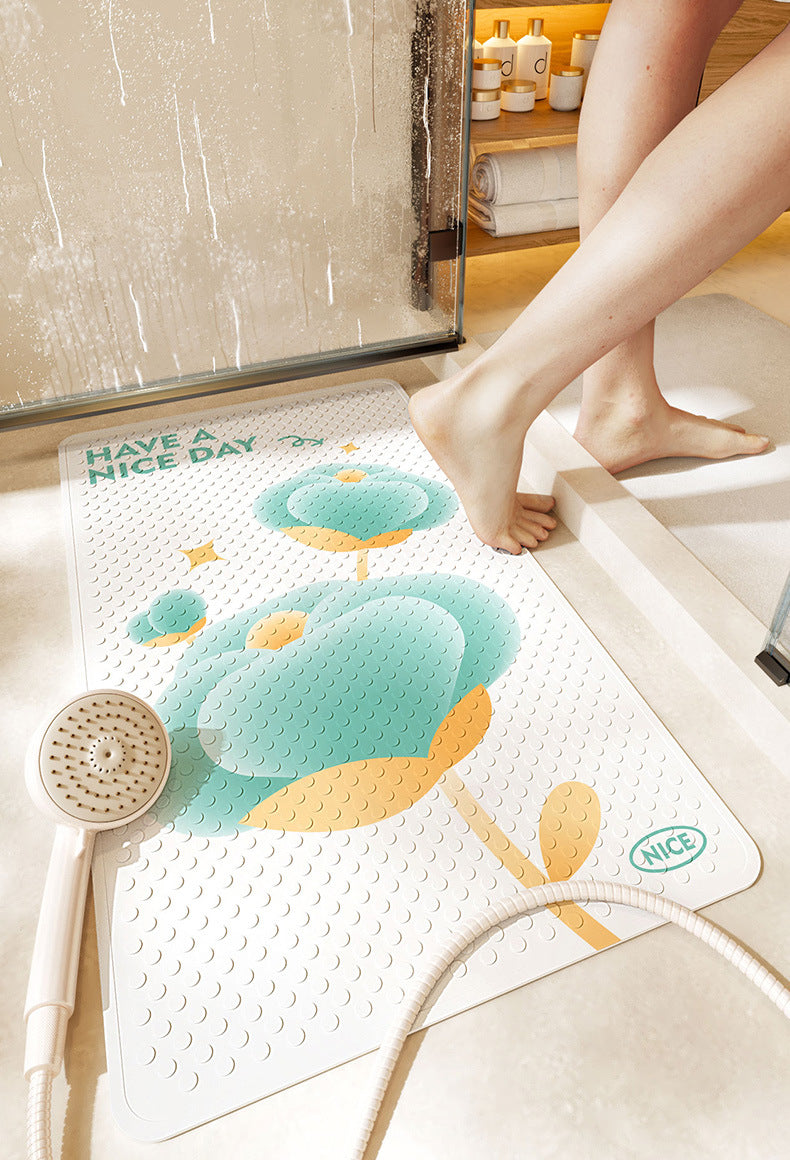 Beautiful Garden PVC Bathroom Anti-slip Mat With Bottom Suction Cups 04
