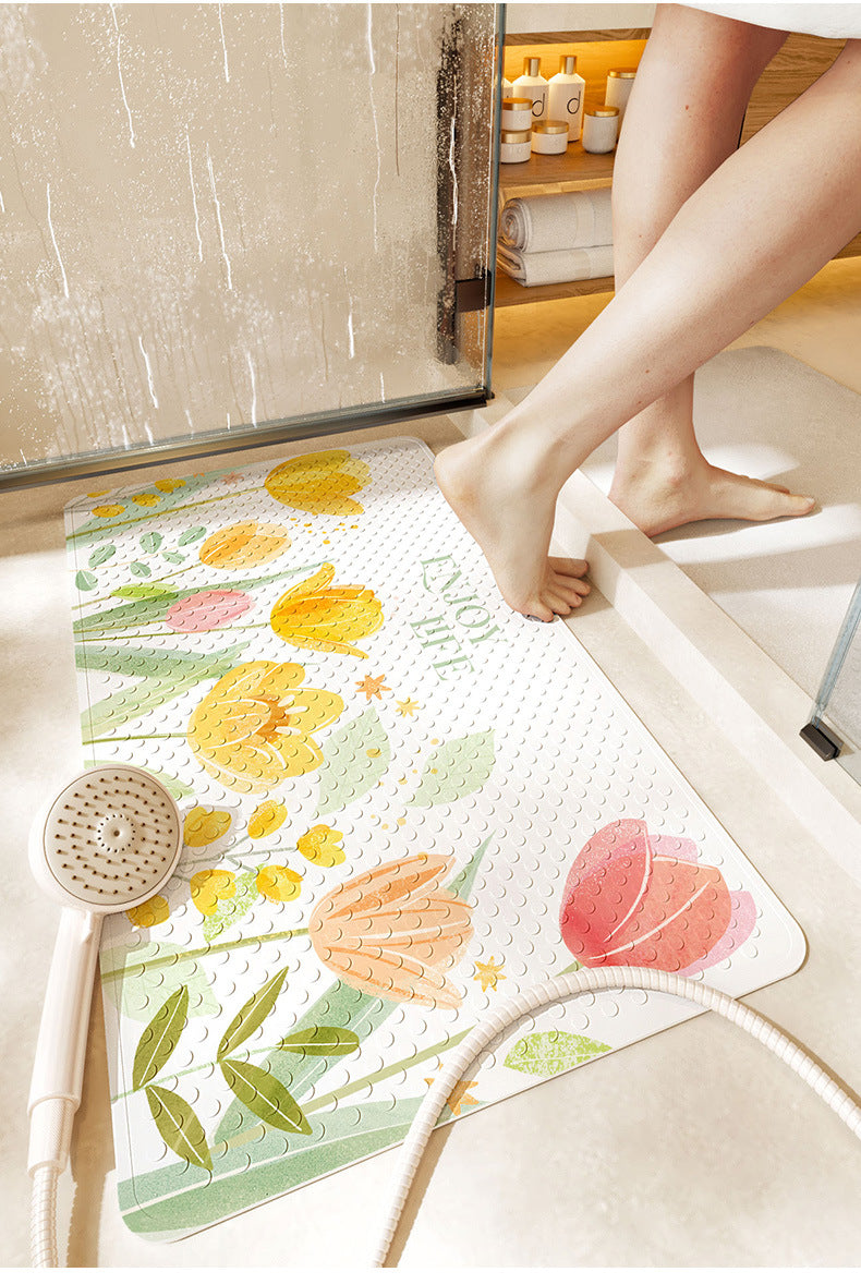Beautiful Garden PVC Bathroom Anti-slip Mat With Bottom Suction Cups 02