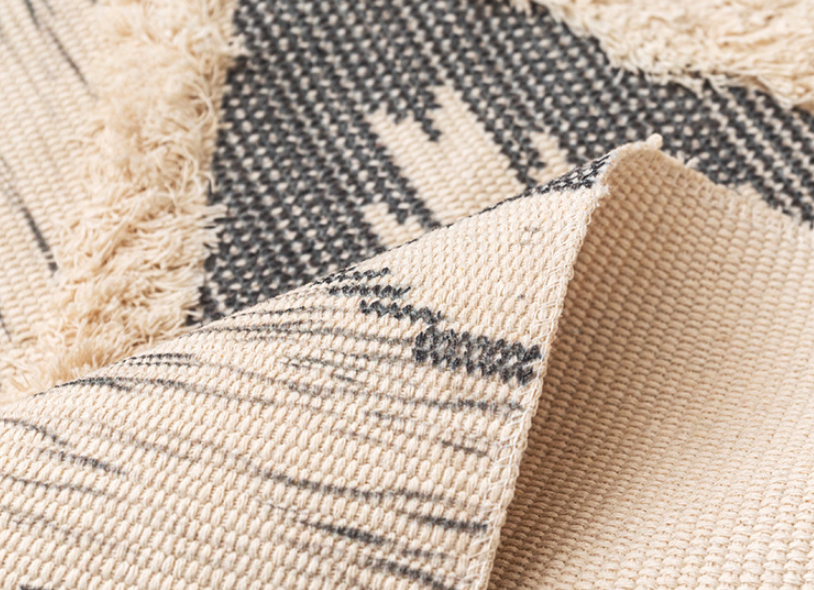 Retro Moroccan Geometric Pattern Cotton and Linen Area Rug with Tassel Handwoven Floor Carpet Rug for Living Room Bedroom 03