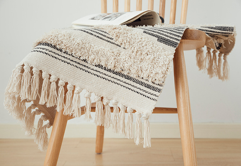 Retro Moroccan Geometric Pattern Cotton and Linen Area Rug with Tassel Handwoven Floor Carpet Rug for Living Room Bedroom 02