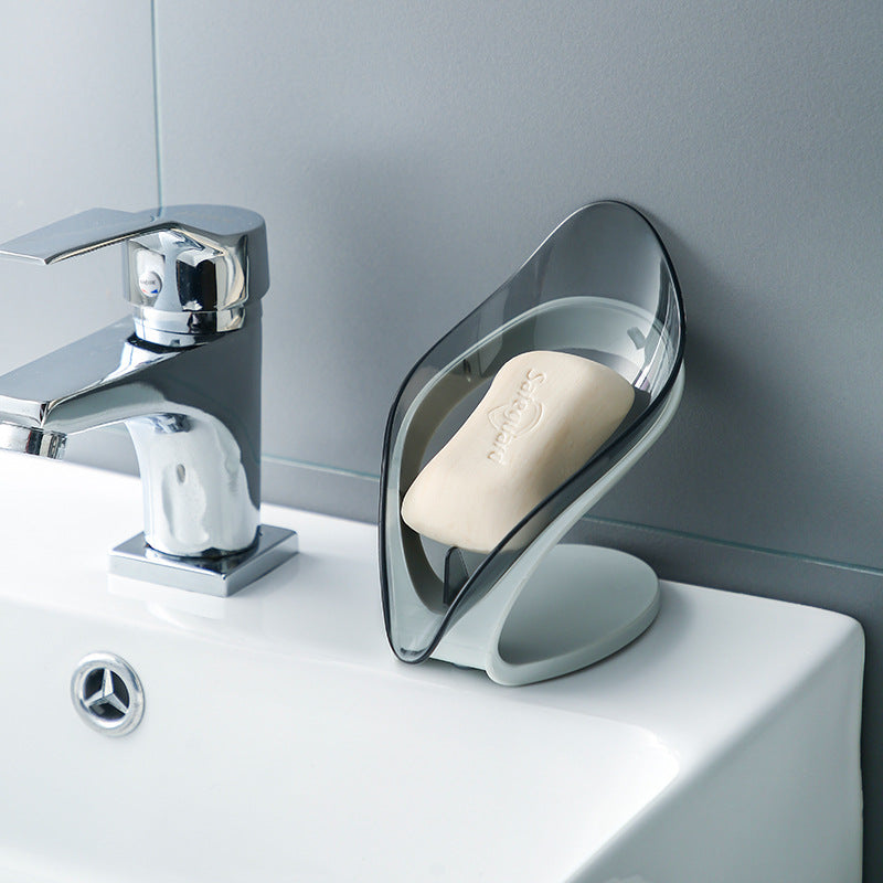 Not Punched Self Draining Soap Dish Easy Clean Soap Holder Standing Style Suction Cup Soap Dish Holder Suitable for Shower Bathroom Kitchen Sink