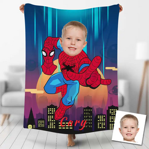 Custom Photo Blankets Personalized Photo Fleece Blanket Painting Style Blanket-Spideman10