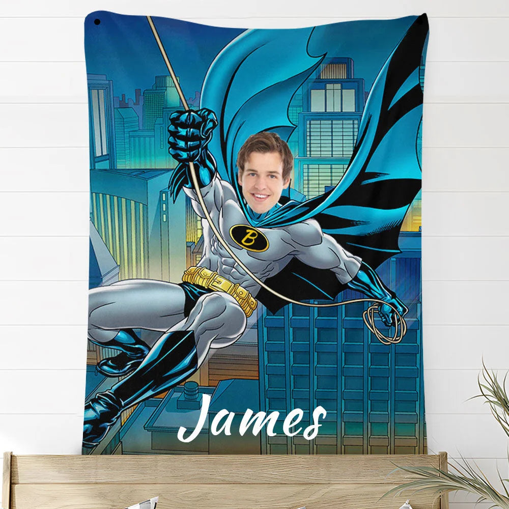 Custom Photo Blankets Personalized Photo Fleece Blanket Painting Style Blanket-Batman 06