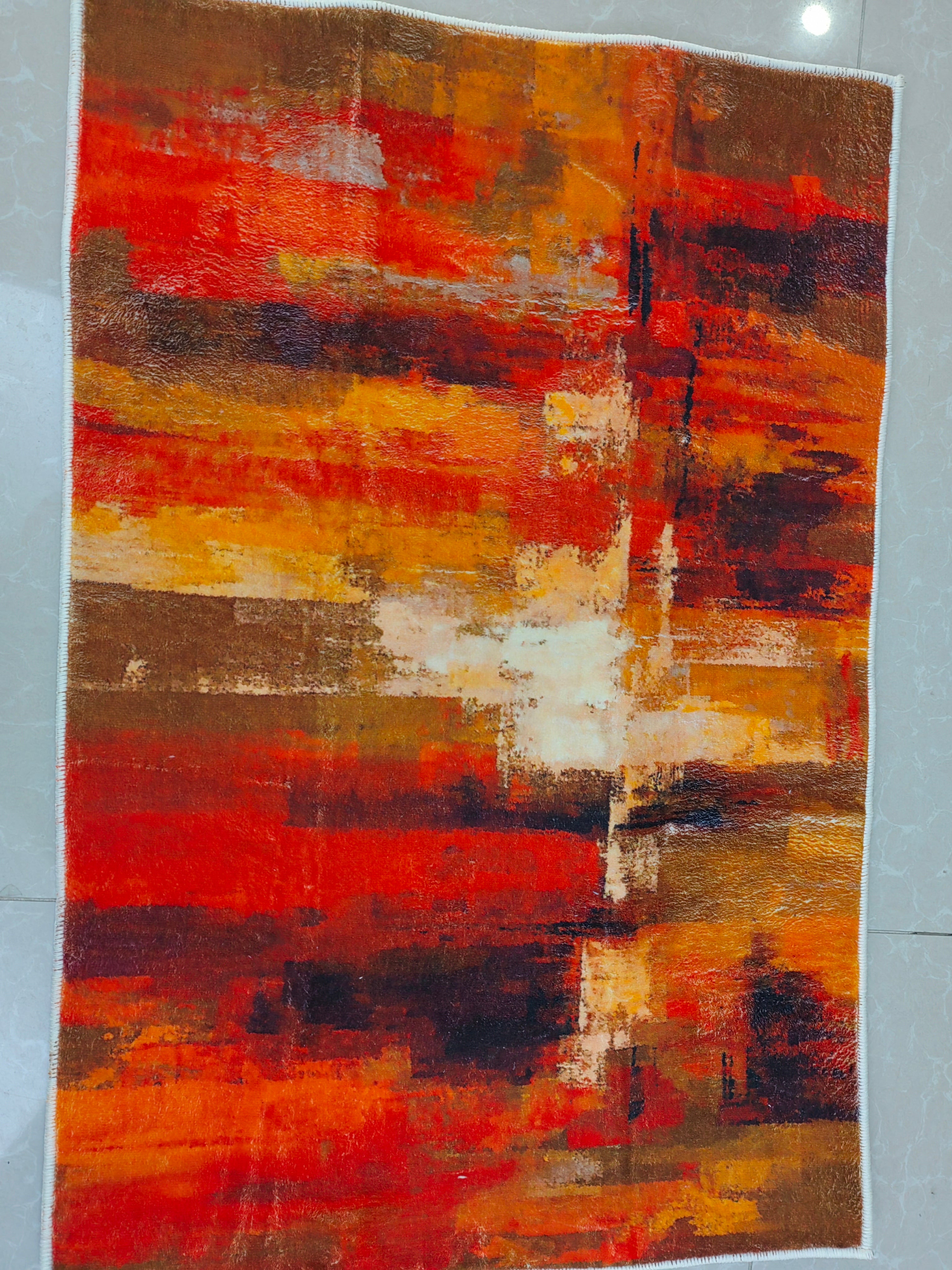 Orange Abstract Modern Patterned Area Rugs Polyester Carpets for Office Living Room Dining Room Bedroom Hall