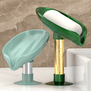 Long Style Green Not Punched Self Draining Soap Dish Easy Clean Soap Holder Standing Style Suction Cup Soap Dish Holder Suitable for Shower Bathroom Kitchen Sink 07