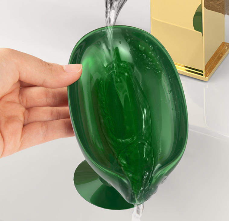Green Not Punched Self Draining Soap Dish Easy Clean Soap Holder Standing Style Suction Cup Soap Dish Holder Suitable for Shower Bathroom Kitchen Sink 01