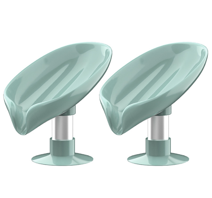 Green Not Punched Self Draining Soap Dish Easy Clean Soap Holder Standing Style Suction Cup Soap Dish Holder Suitable for Shower Bathroom Kitchen Sink 02
