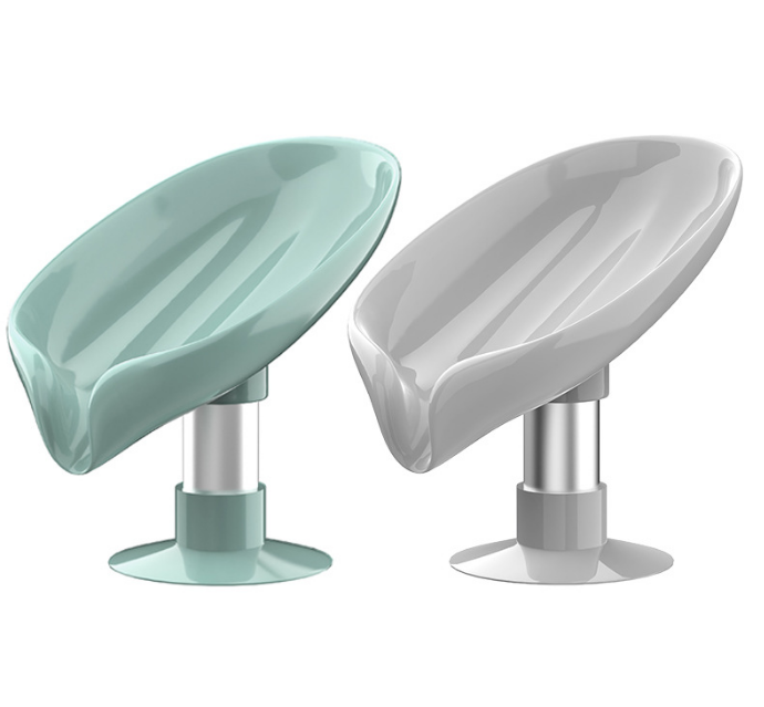 Grey and Green Not Punched Self Draining Soap Dish Easy Clean Soap Holder Standing Style Suction Cup Soap Dish Holder Suitable for Shower Bathroom Kitchen Sink 04