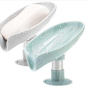 Grey and Green Not Punched Self Draining Soap Dish Easy Clean Soap Holder Standing Style Suction Cup Soap Dish Holder Suitable for Shower Bathroom Kitchen Sink 04