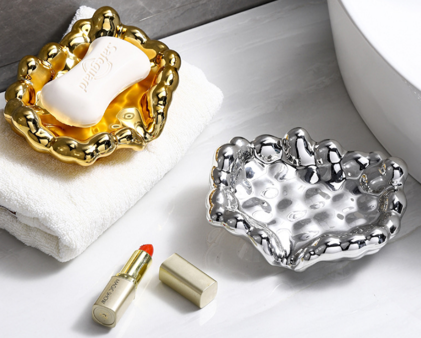 Fashion Gold And Sliver Cloud Shape Self-rowing Multifunctional Soap Dishes Soap Holder