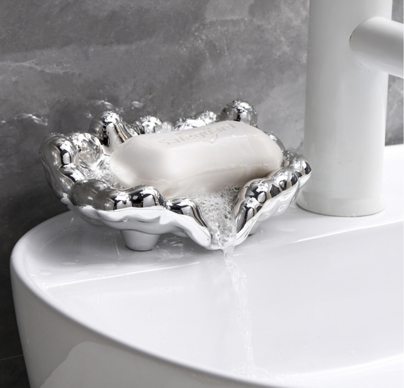 Fashion Gold And Sliver Cloud Shape Self-rowing Multifunctional Soap Dishes Soap Holder