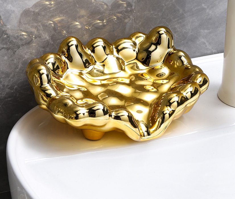 Fashion Gold And Sliver Cloud Shape Self-rowing Multifunctional Soap Dishes Soap Holder