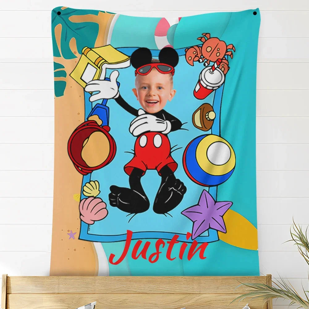 Custom Photo Blankets Personalized Photo Fleece Blanket Painting Style Blanket-Disney 15