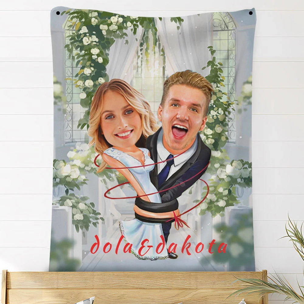 Custom Photo Blankets Personalized Photo Fleece Blanket Painting Style Blanket-For Couple 06