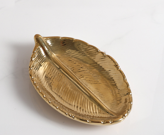 Ceramic Golden Leaf Soap Dish Soap Holder