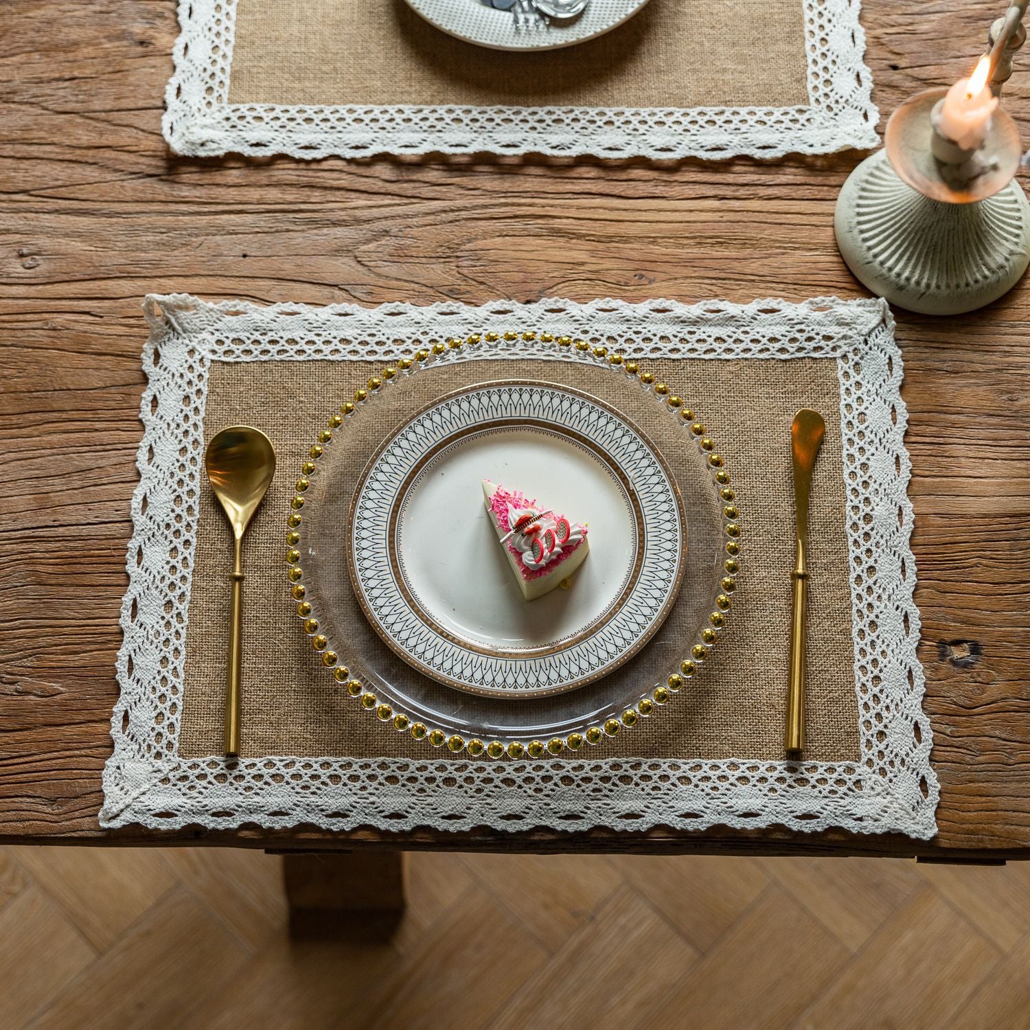 Vintage Jute Tassel Table Runner Round Bowl Mat Rectangular Heat Insulating Placemat 04