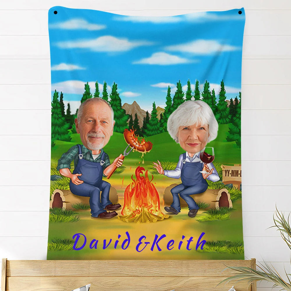 Custom Photo Blankets Personalized Photo Fleece Blanket Painting Style Blanket-For Couple 02