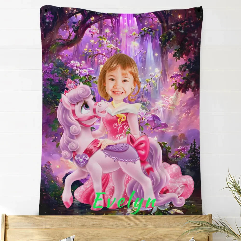 Custom Photo Blankets Personalized Photo Fleece Blanket Painting Style Blanket-Princess08