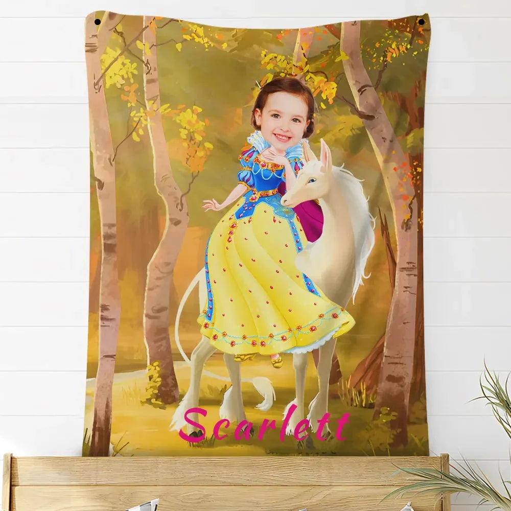 Custom Photo Blankets Personalized Photo Fleece Blanket Painting Style Blanket-Princess09