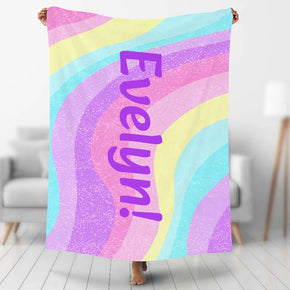 Custom Photo Blankets Personalized Photo Fleece Blanket Painting Style Blanket-Custom Your Name 03