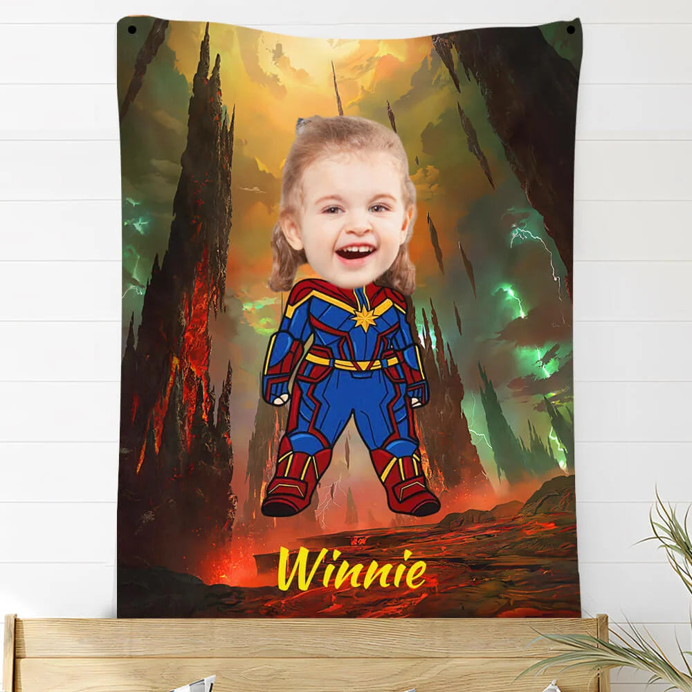 Custom Photo Blankets Personalized Photo Fleece Blanket Painting Style Blanket-American Captain06