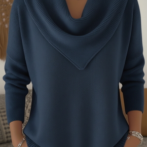 Elegant Retro Soft Triangle Neck Solid Color Sweater Top