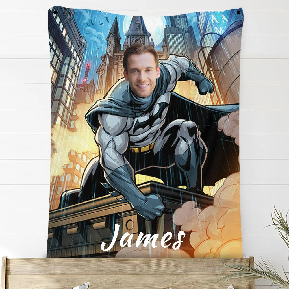 Custom Photo Blankets Personalized Photo Fleece Blanket Painting Style Blanket-Batman 01