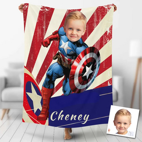 Custom Photo Blankets Personalized Photo Fleece Blanket Painting Style Blanket-American Captain04