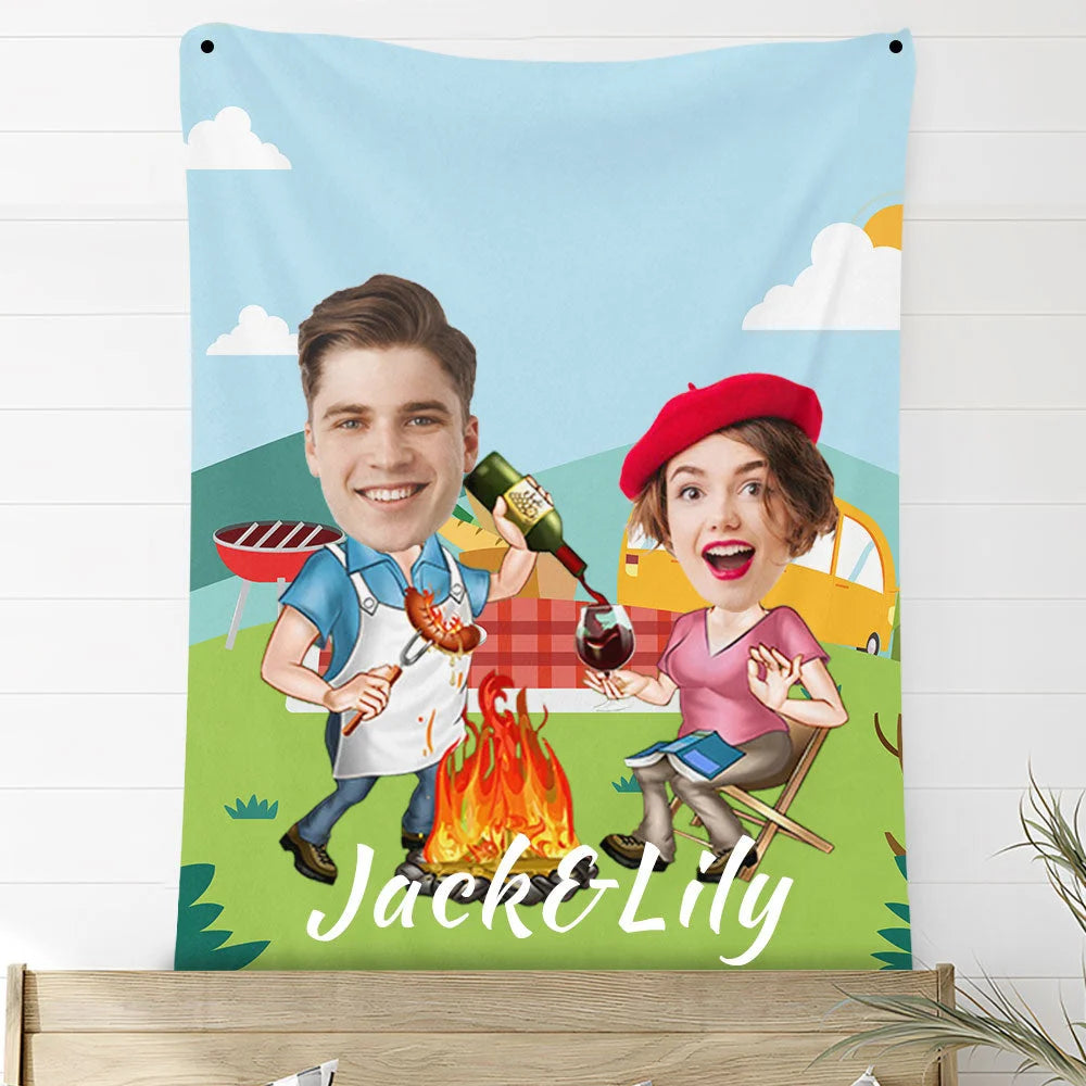 Custom Photo Blankets Personalized Photo Fleece Blanket Painting Style Blanket-For Couple 08