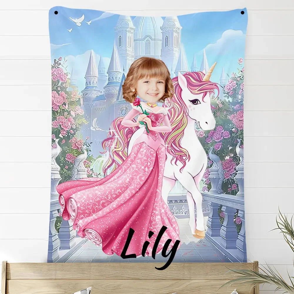 Custom Photo Blankets Personalized Photo Fleece Blanket Painting Style Blanket-Princess06