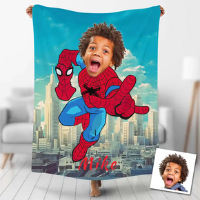 Custom Photo Blankets Personalized Photo Fleece Blanket Painting Style Blanket-Spideman07